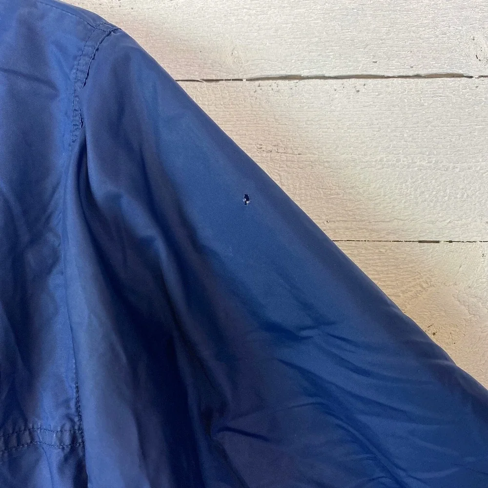 Adidas Mens Windbreaker Jacket Large L/S‎ Blue White Stripe Full Zip Lightweight